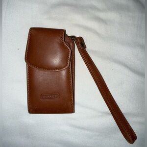 Vintage 90's Coach Bag Brown Leather Cell Phone Belt Case Holster